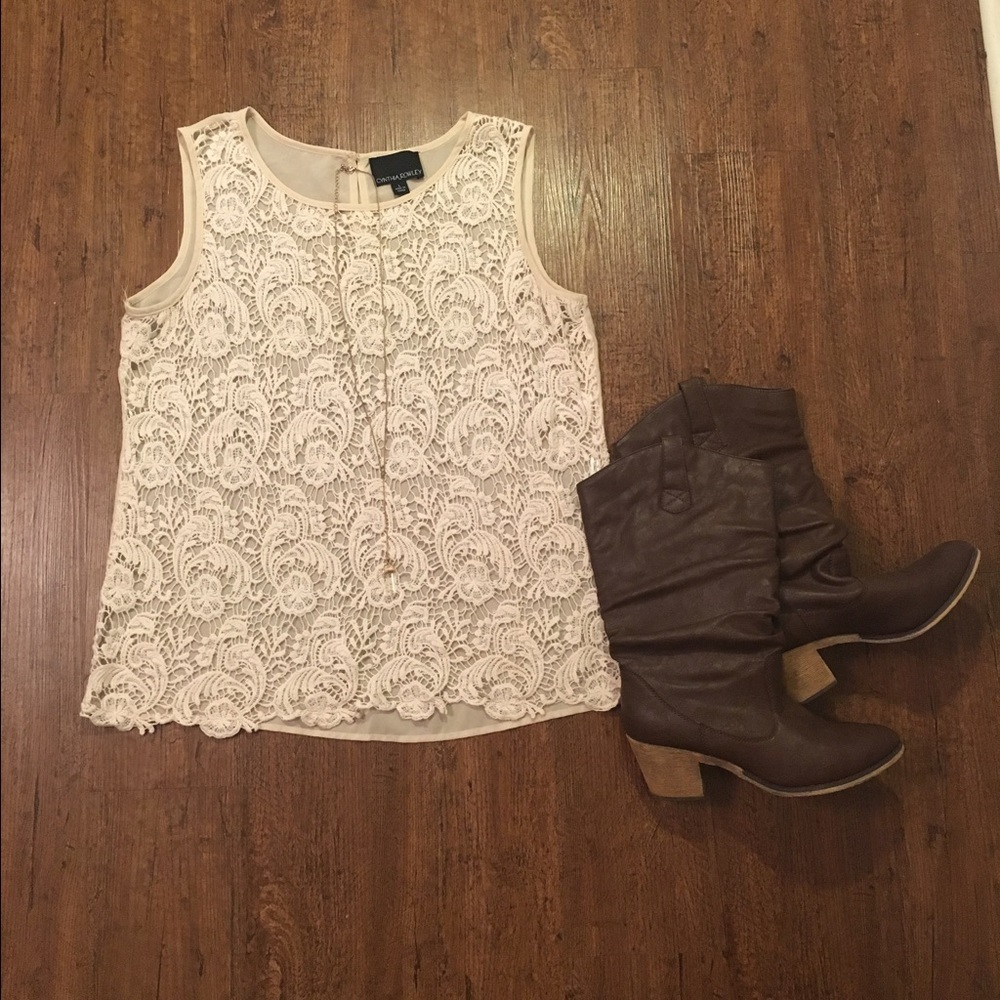 White & cream lace top