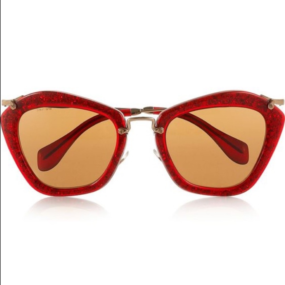 Miu Miu Red Glitter Cat Eye Sunglasses