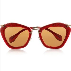 Miu Miu Red Glitter Cat Eye Sunglasses