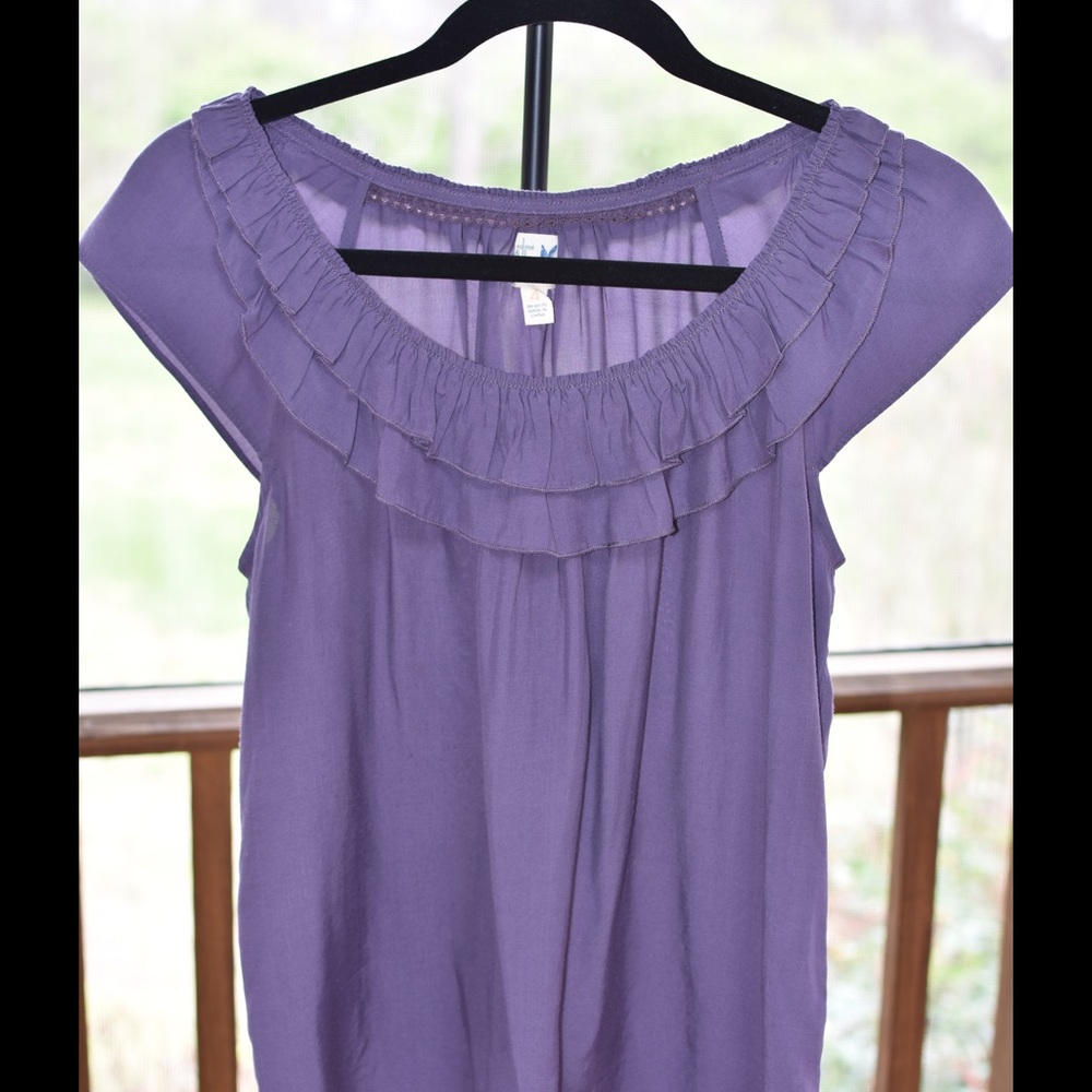 Anthropologie ruffle neck top