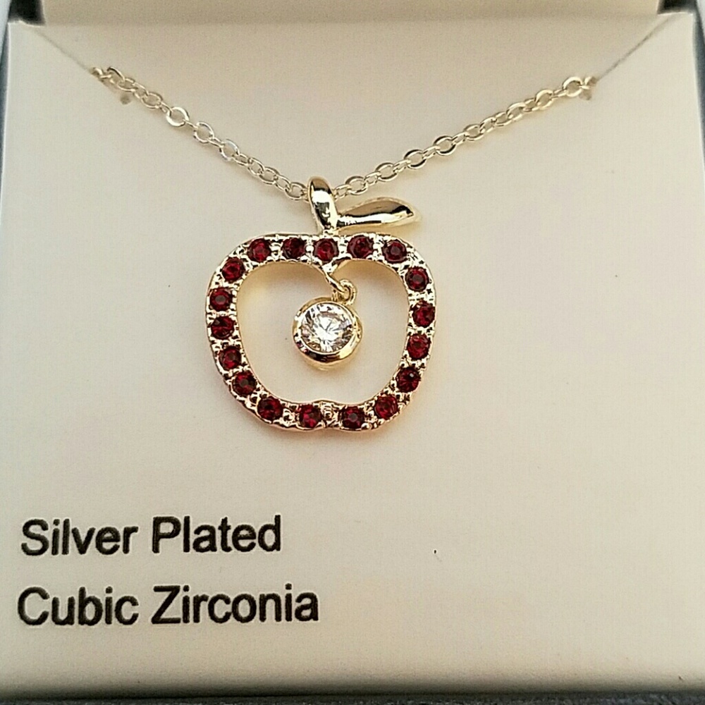 City by City Silver-Tone Apple Pendant Necklace