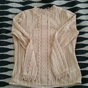 H&M ivory lace-look top