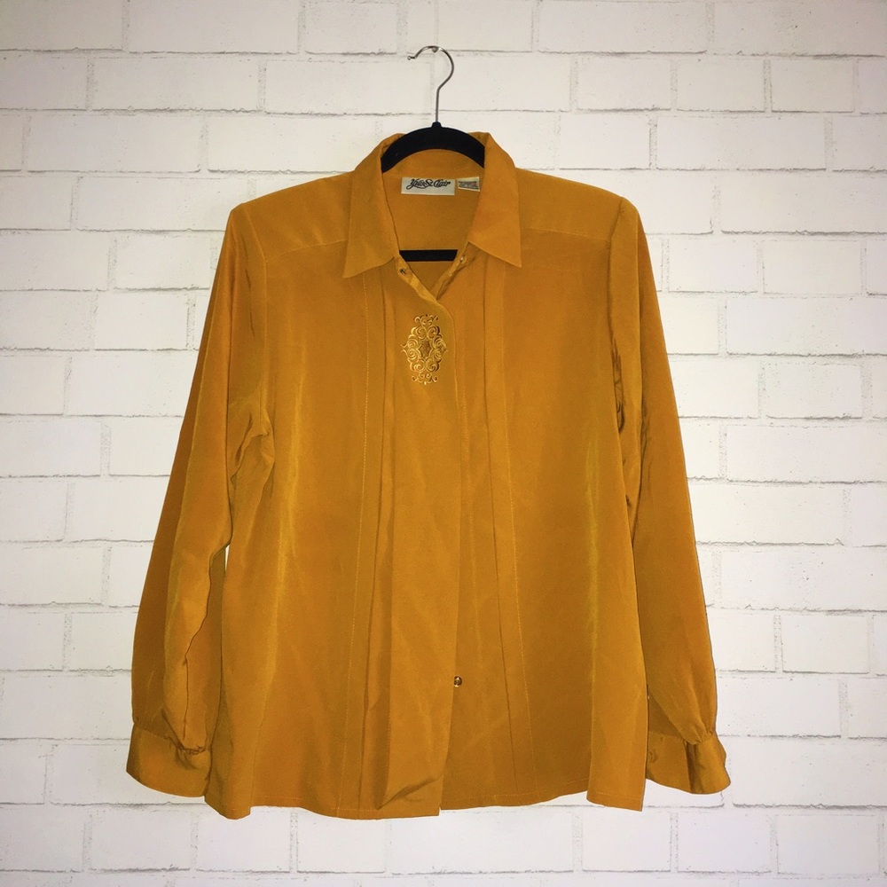 Yves St Clair Yellow Button Up Top