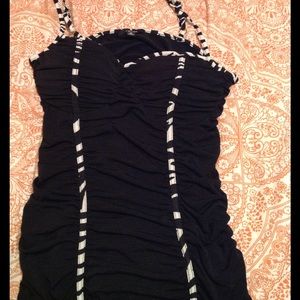 Black Zebra Striped Club Top Size Small