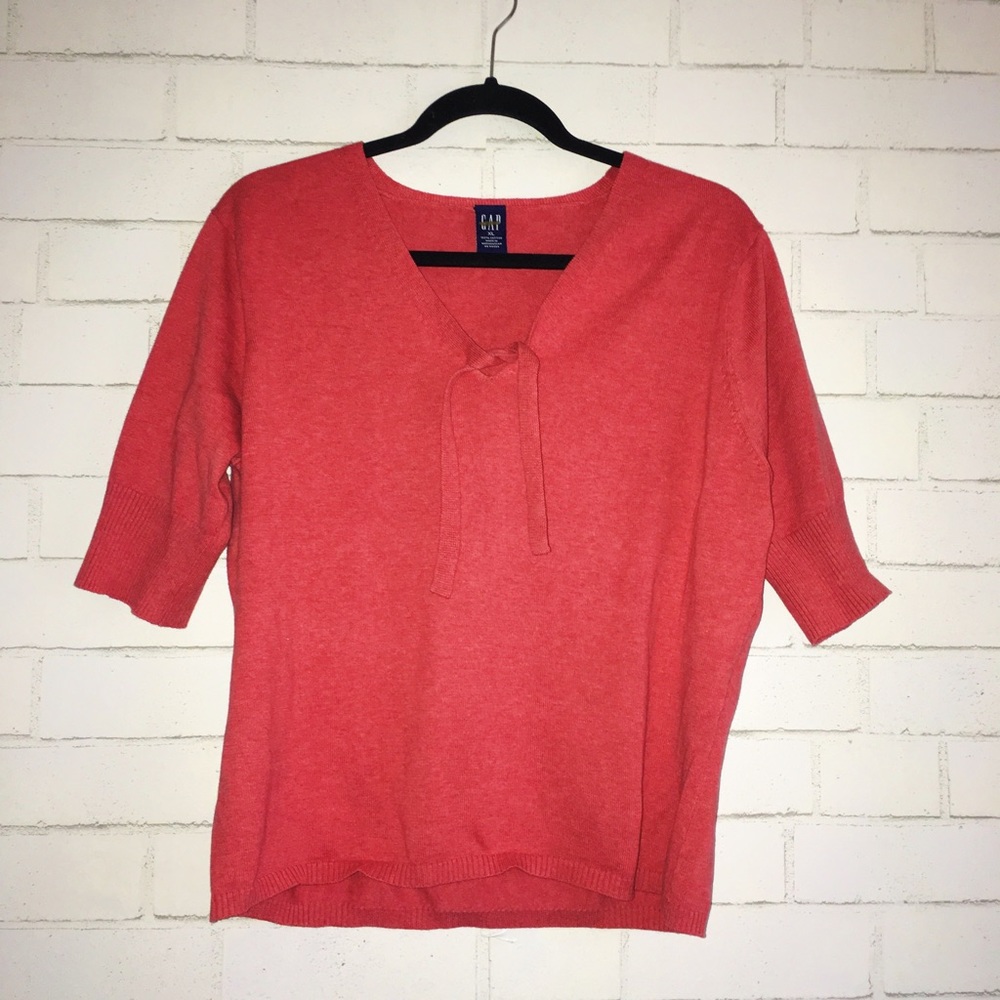 Pink Gap Baseball Tee Sweater