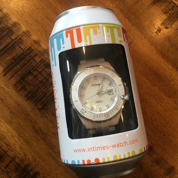 InTimes white watch with pearl/stone face. New!! - Picture 1 of 2