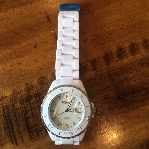 InTimes white watch with pearl/stone face. New!! - Picture 2 of 2