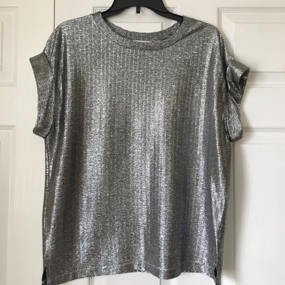 Silver short sleeve blouse