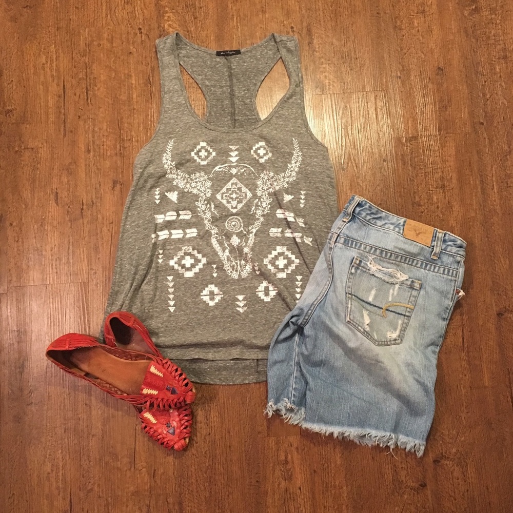 Grey heather racerback printed tank