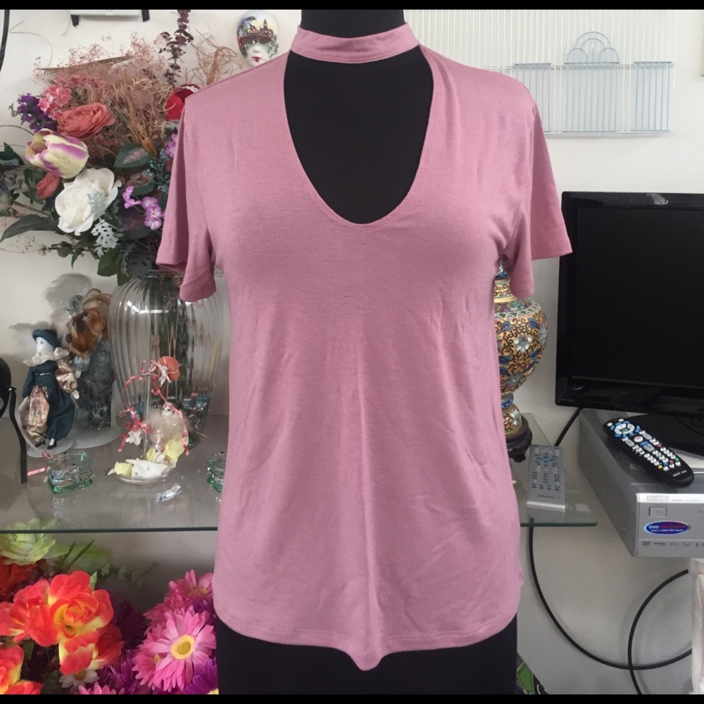 Pink Choker V-Neck Tee