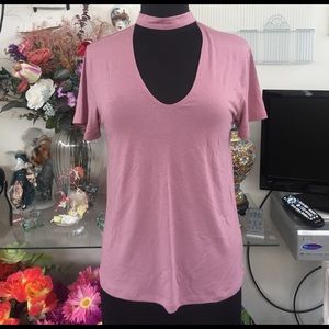 Pink Choker V-Neck Tee