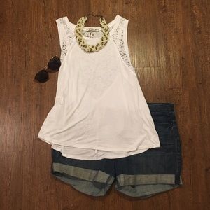 White lace racerback tank