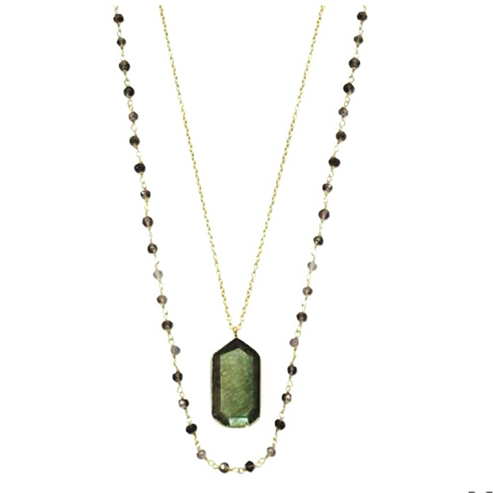 GOLD PLATED IOLITE LABRADORITE NECKLACE