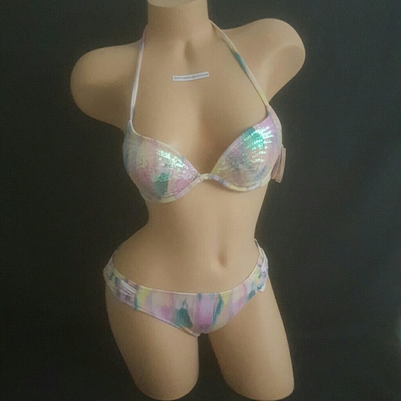 Victoria's Secret 34B SEQUINED BIKINI BUNDLE NWT