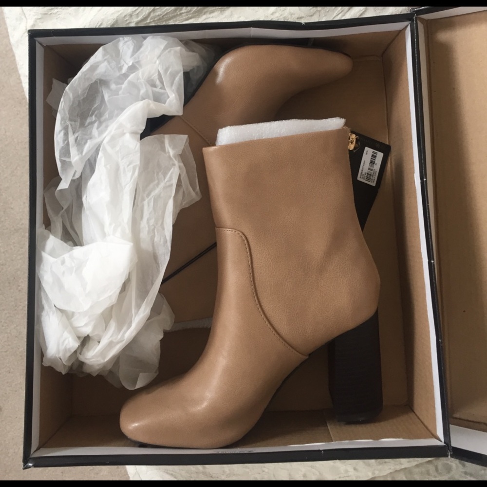 Nude Faux Leather Ankle Booties