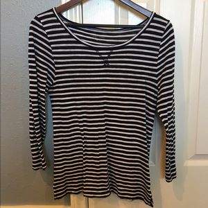 J. Crew Black Striped Top