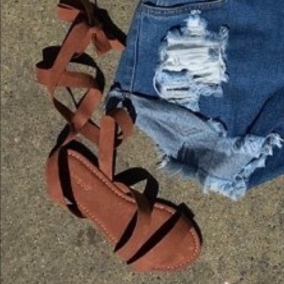 🎉👏RESTOCK👏🎉Mauve Suede Ribbon wrap flat sandal - Picture 2 of 6