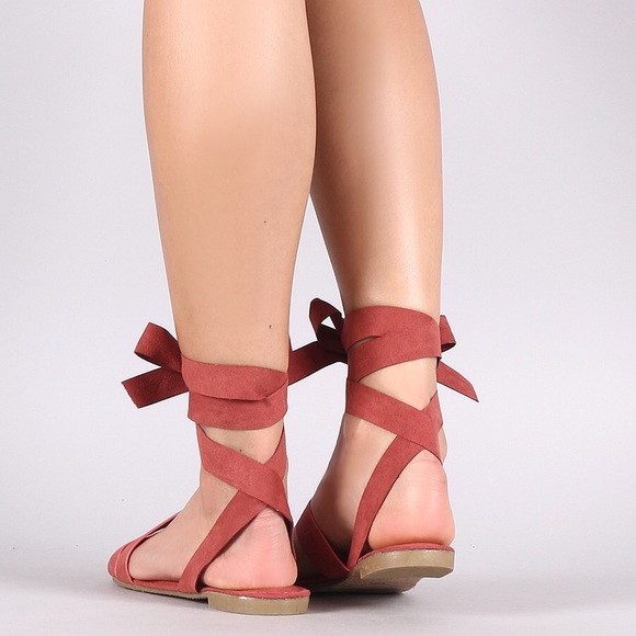 🎉👏RESTOCK👏🎉Mauve Suede Ribbon wrap flat sandal - Picture 5 of 6