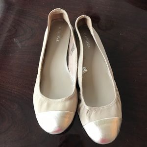 Shoes flats. Tan and gold. Size 7