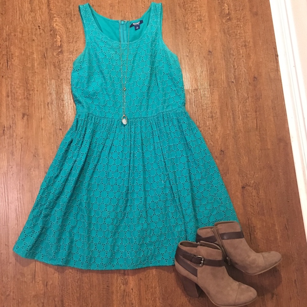 Teal circle cutout summer dress
