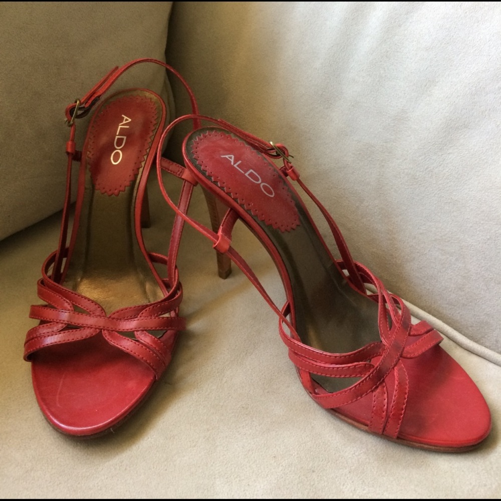 Aldo Red Leather Sandals