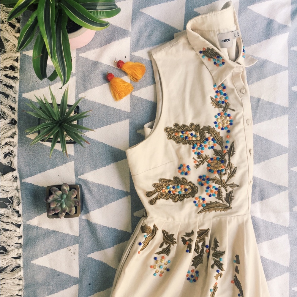 ASOS Embroidered Button Up Summer Cocktail Dress