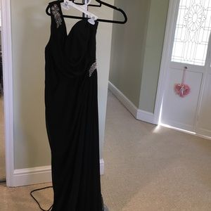 Black one shoulder evening gown