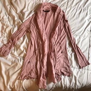 Dusty pink tie front cardigan