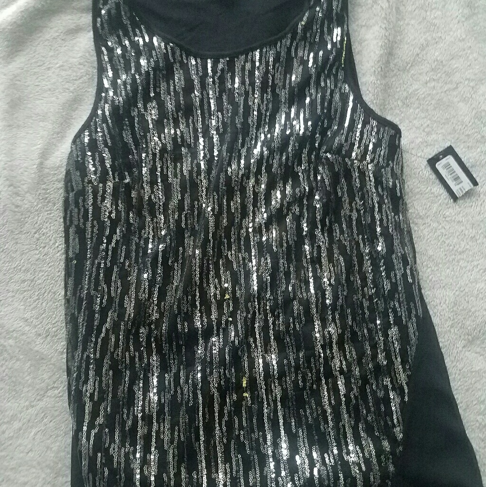 Sequin black tank new