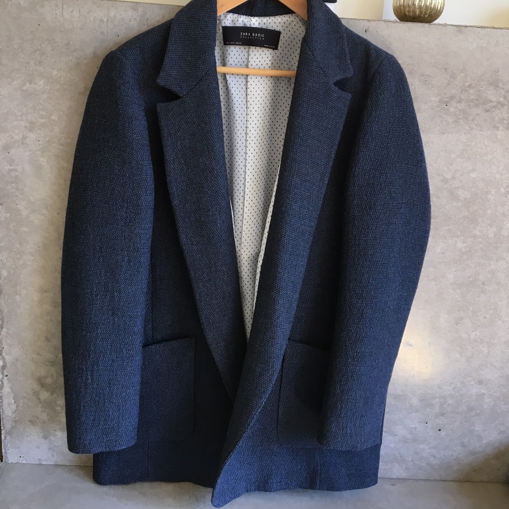 Zara tweed rayon/poly lightweight coat