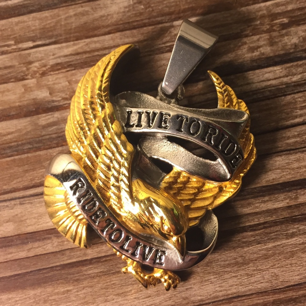 FINAL Live to Ride, Ride to Live Eagle Pendant