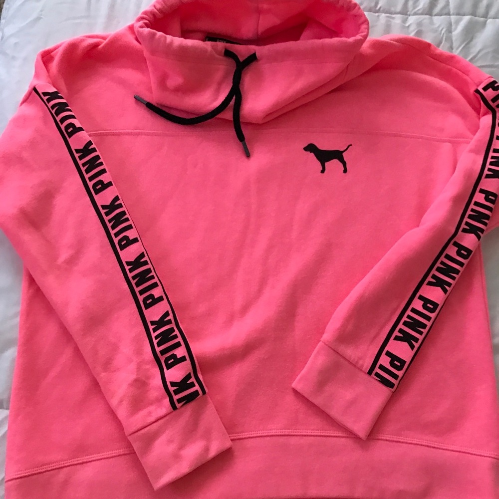 PINK cowl neck hoodie Medium