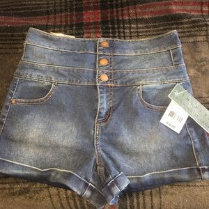 HIGH WAISTED DARK WASHED SHORTS BRAND NEW