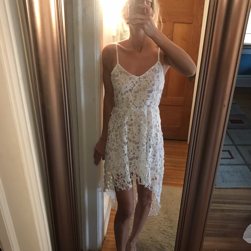 ⭐️1 LEFT⭐️NWT white sexy lace midi dress - Picture 3 of 5