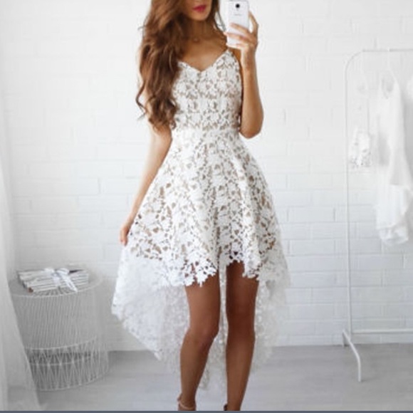 ⭐️1 LEFT⭐️NWT white sexy lace midi dress - Picture 2 of 5