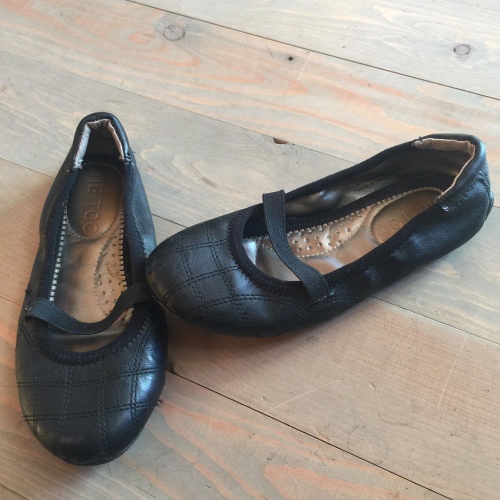 Me Too Euro Black Flats Mary Jane Shoes Quilted