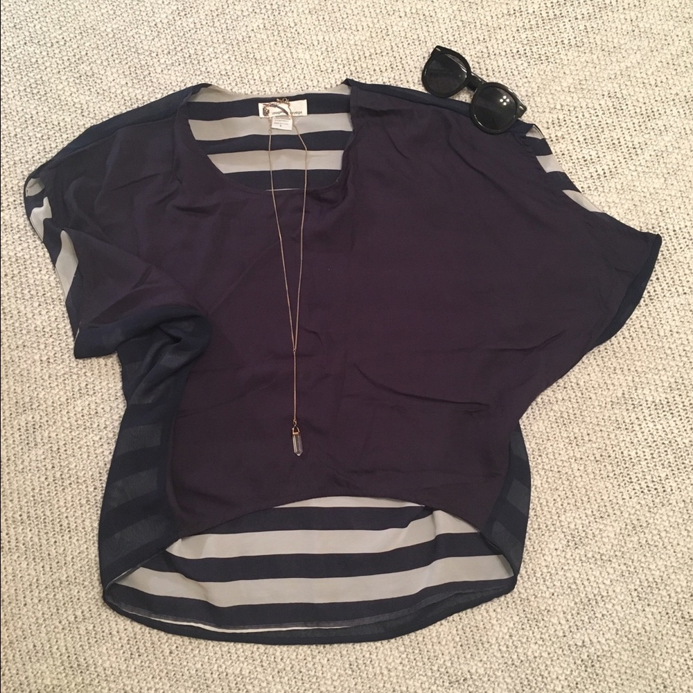 Striped unique crop blouse