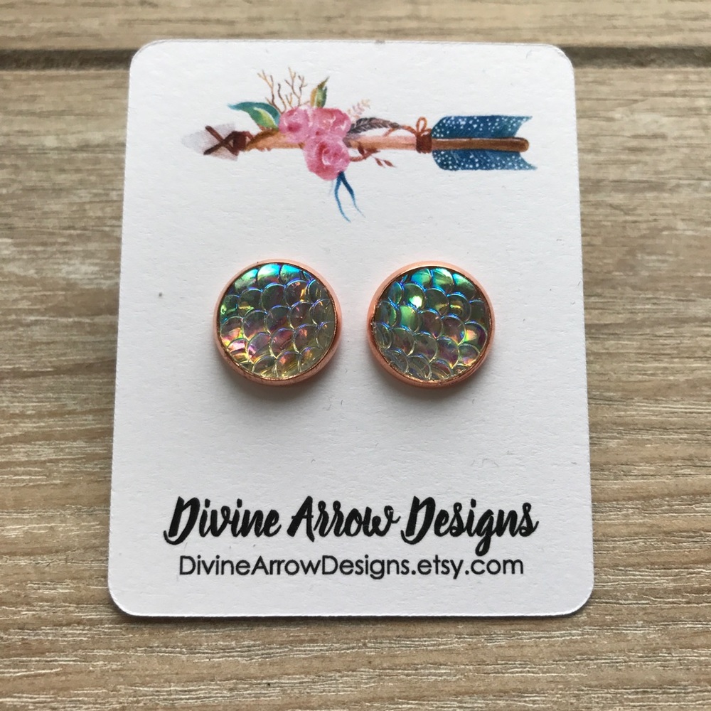 12mm Rose Gold Metallic Mermaid Earring - Picture 2 of 2