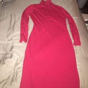 Red turtle neck bodycon dress