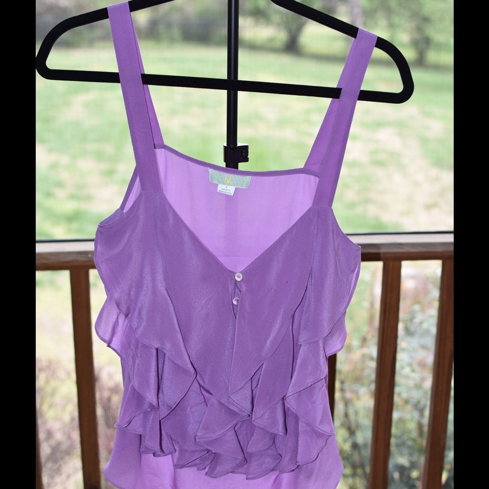 100% silk ruffled tank