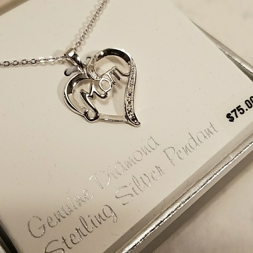 Delicate Diamonds Mom Heart Pendant Necklace