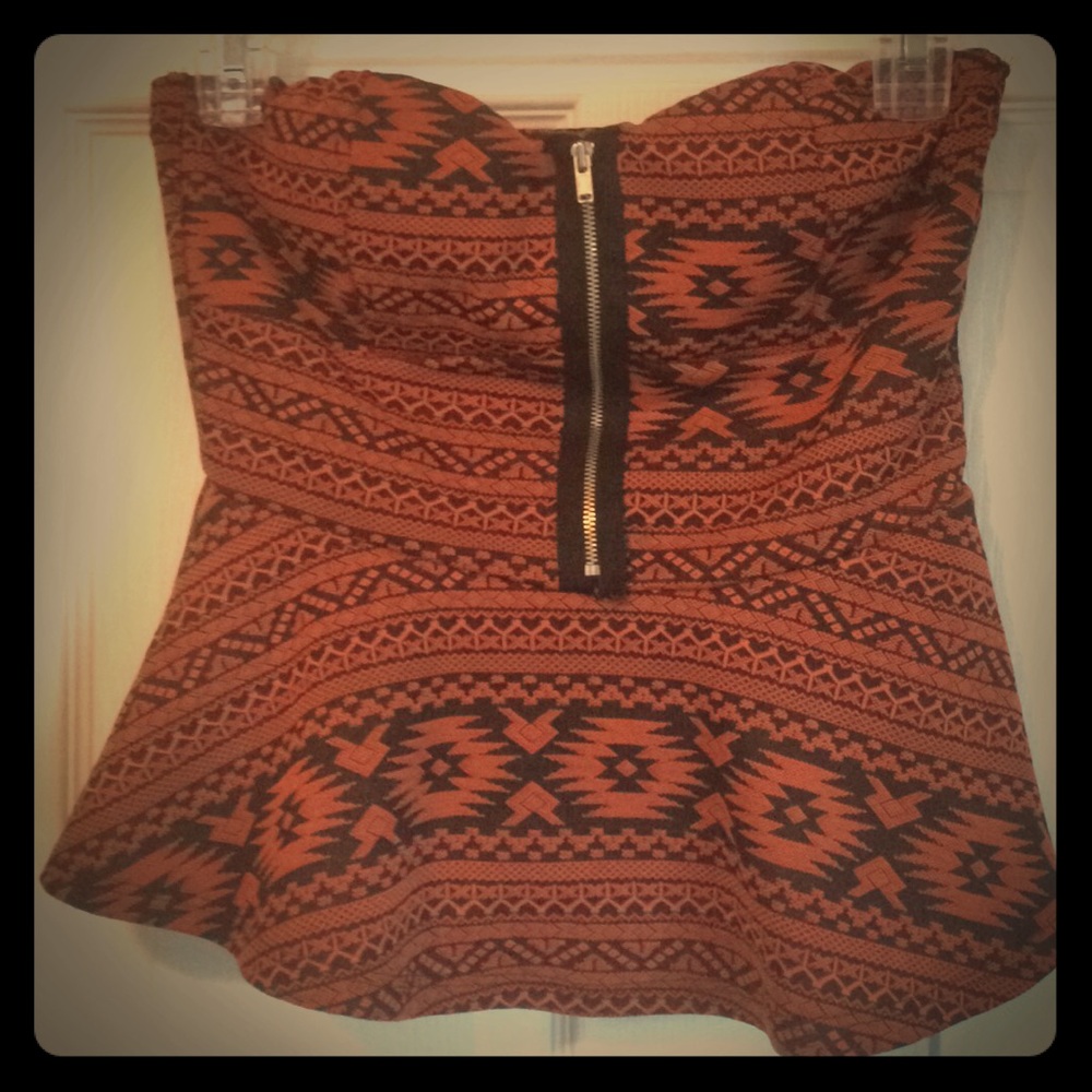 'January 7' Aztec Strapless Top with Zipper