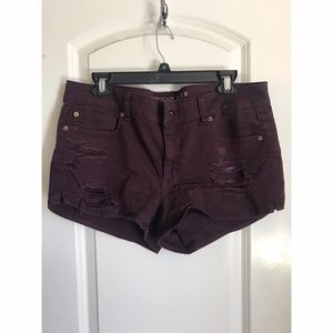 American Eagle Maroon Denim Shorts