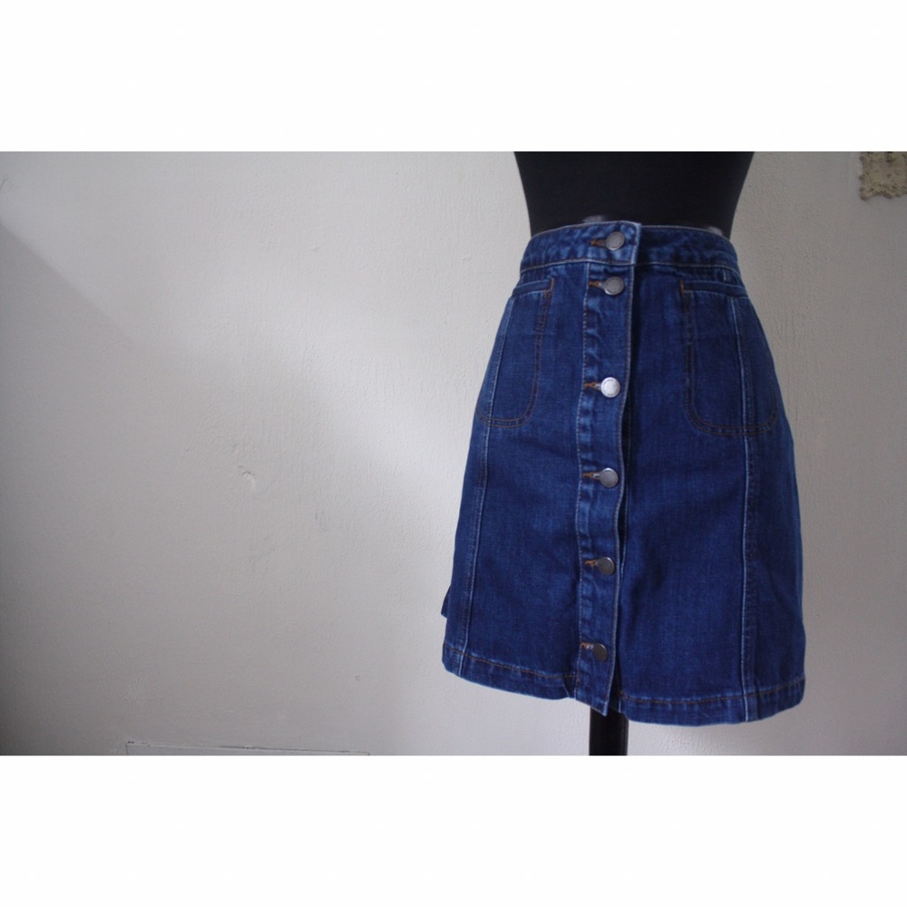 Button down denim skirt