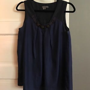 Vince blue black jeweled tank top blouse