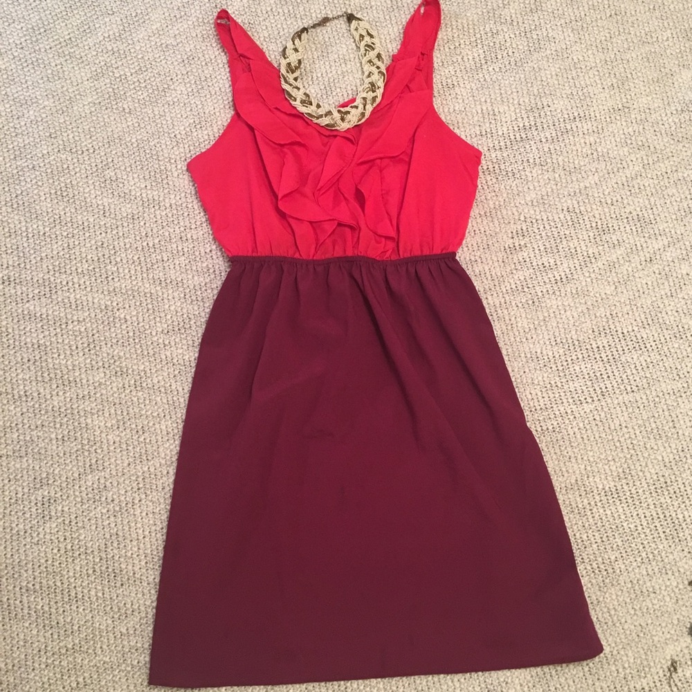 Pink and maroon summer dress