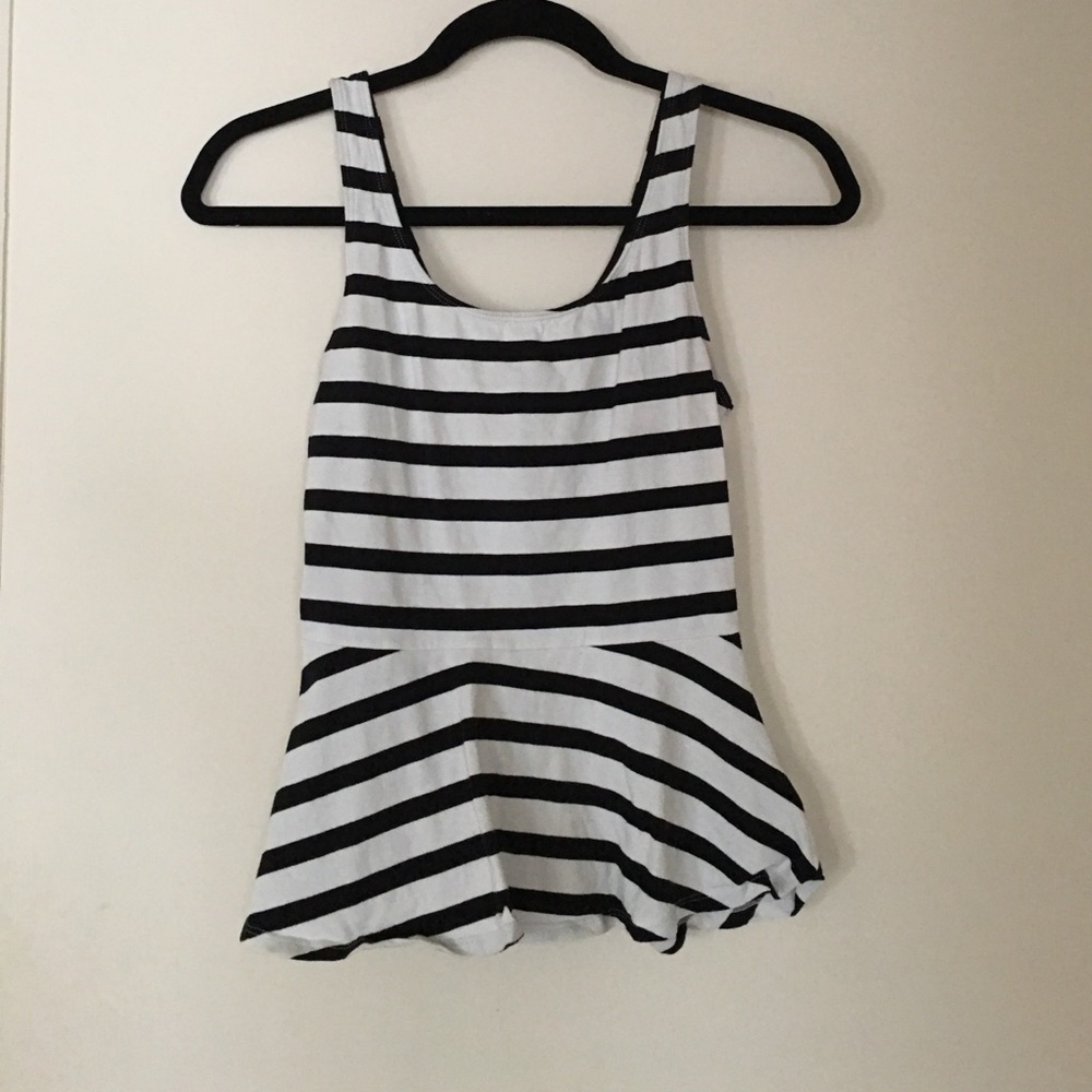 Striped peplum top-Express