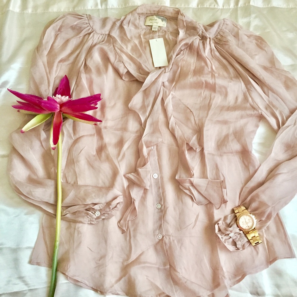 SALE❤️ Elizabeth&James LightPink Sheer Long Sleeve