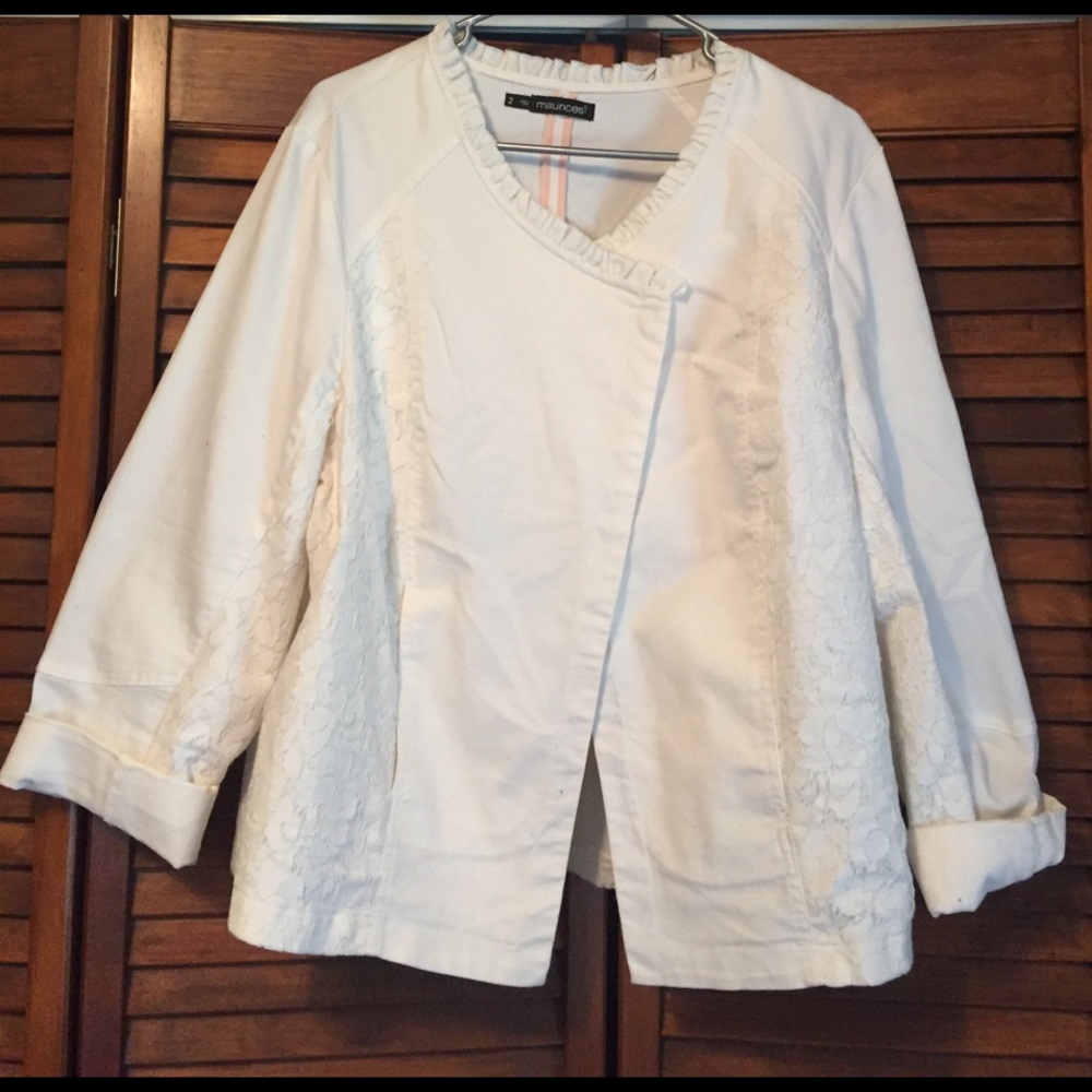 Maurice's white blazer with lace plus size 2