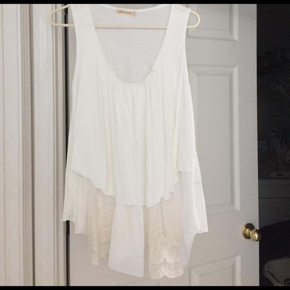 Long white lace tank top